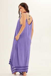 Yacamim Purple Ruffled Strap Maxi Dress