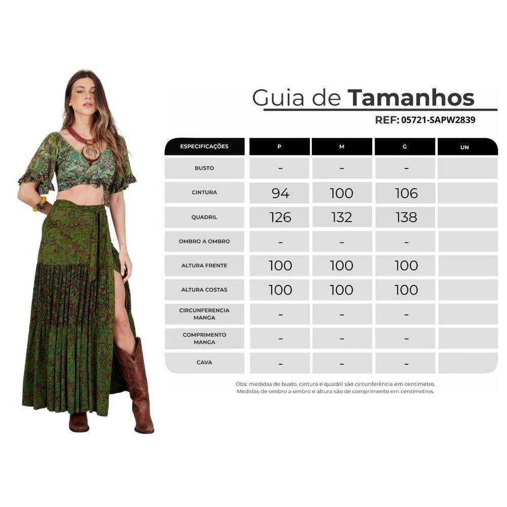 Yacamim A38 Green Patchwork Wrap Long Skirt