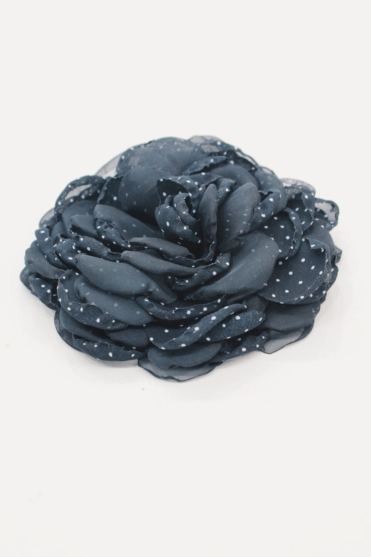 Yacamim Polka Dot Black Tulle Flower Hair Clip #610