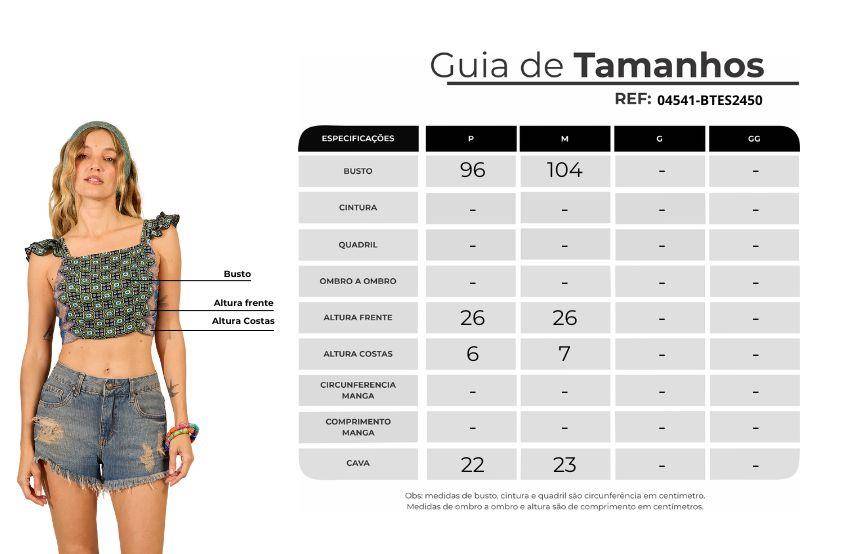 Cropped De Amarração Nas Costas Verde Estampado Yacamim F14