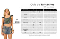 Cropped De Amarração Nas Costas Verde Estampado Yacamim F14