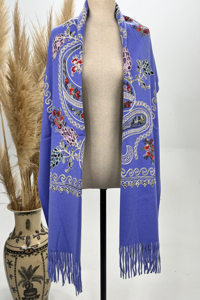 Yacamim Embroidered Lilac Cashmere Scarf #232