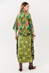 Yacamim J3 Green Patchwork Midi Kimono