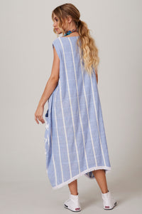Yacamim E13 Light Blue Striped Midi Tank Dress