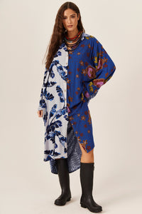 Light and Dark Blue Long Chemise Patchwork Yacamim M4