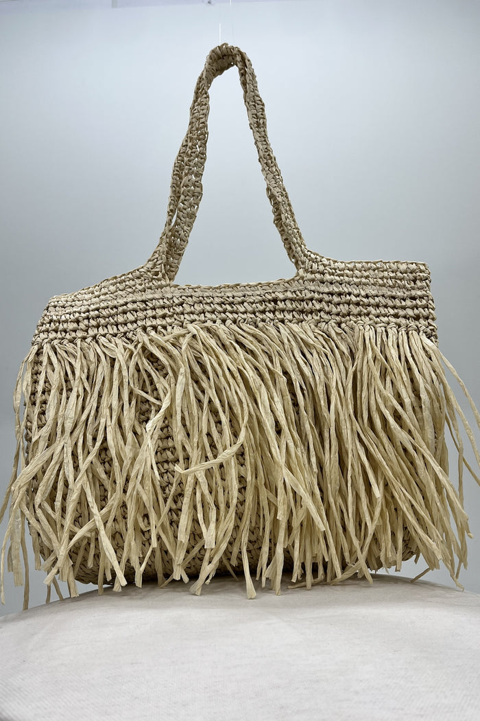 Large Natural Beige Straw Bag Yacamim #199