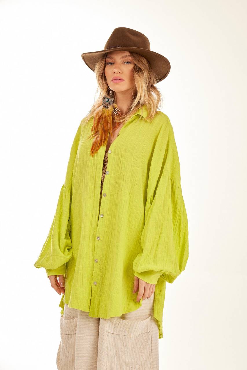 Yacamim Green Apple Elongated Short Shirt