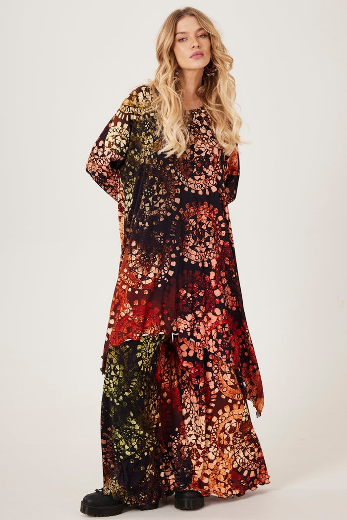 Yacamim D2 Digital Batik Print Short Dress with Side Points
