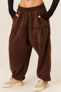 Calça De Moletom Com Punhos Marrom Yacamim T6