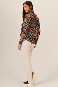 Yacamim A10 Beige Viscose Linen Tailored Trousers