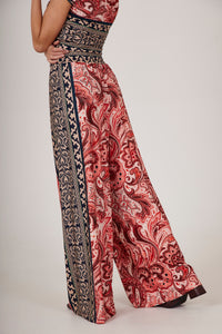 Yacamim A26 Paisley Print Wide-Leg Pants