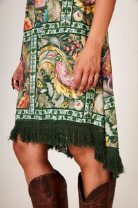 Yacamim C8 Green Geometric Print Mullet Mini Dress