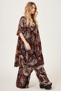 Yacamim H10 Brown Batik Print Sarouel Palazzo Pants