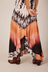 Yacamim E6 Tie-Dye Digital Print Long Dress with Adjustable Straps