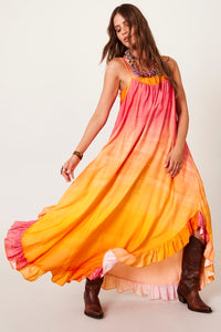 Yacamim D16 Pink and Orange Ombre Midi Slip Dress
