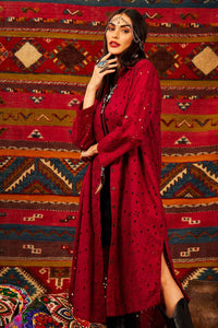 Yacamim Wine Broderie Midi Shirt with Rolled Sleeves