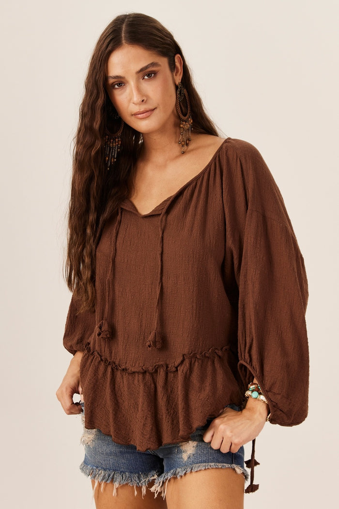 Marrakesh Brown Yacamim Loose Gauze Tunic B1