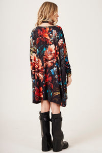 Loose Blouse with Rhinestones Exclusive Floral Leopard Print Yacamim S2
