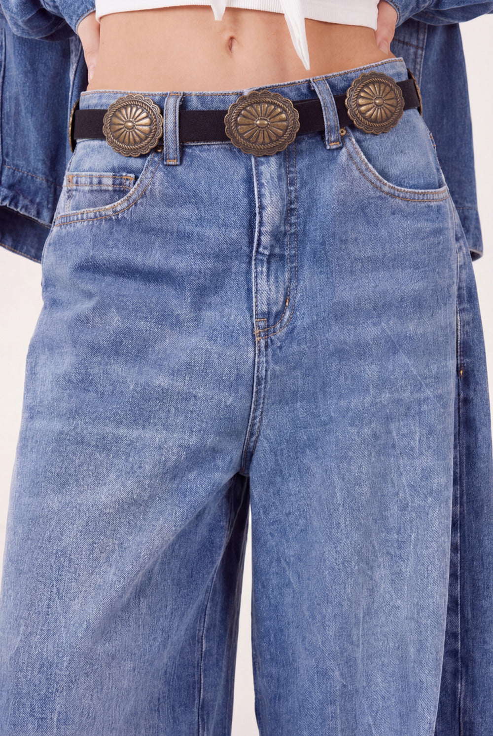 Yacamim Black Leather Belt With Old Gold Buckle #980