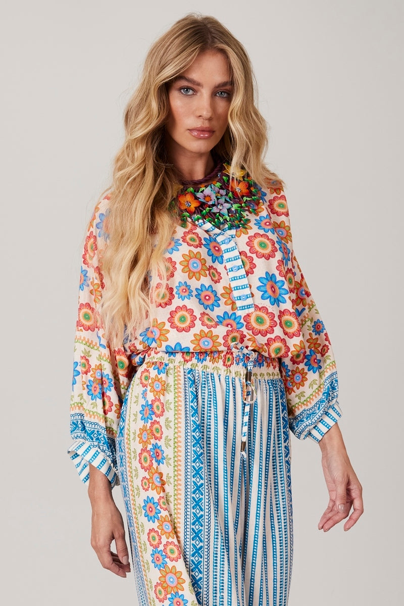 Pira Omomba''e Yacamim K3 Wide Blue Tunic