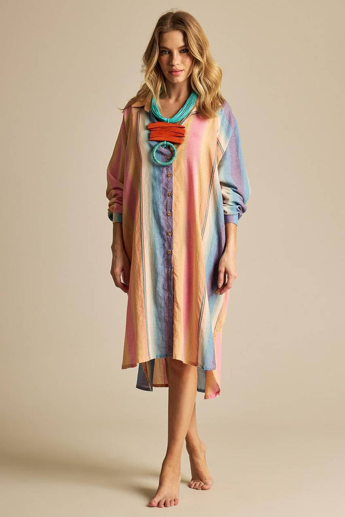 Yacamim N6 Colorful Striped Long Loose Shirt