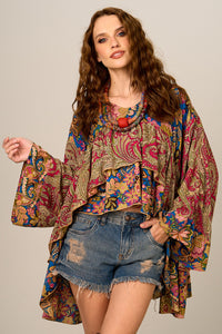 Loose Extended Burgundy Patchwork Yacamim Blouse B5