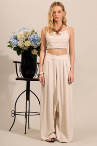 Yacamim A22 High-Waisted Beige Harem Pants