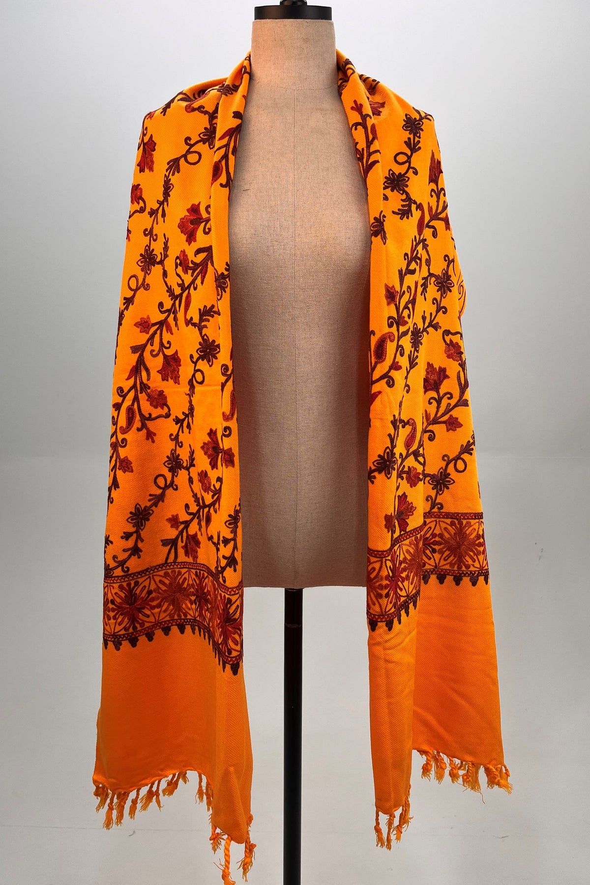 Yacamim Embroidered Yellow Cashmere Scarf #333