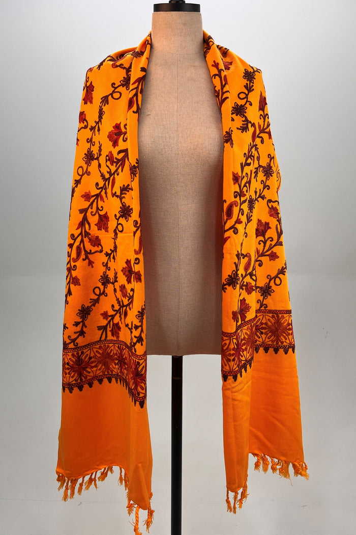Yacamim Embroidered Yellow Cashmere Scarf #333