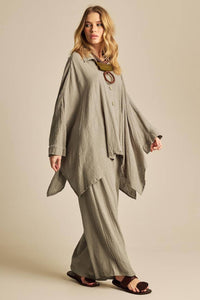 Yacamim Green Wide Leg Pants With Drawstring