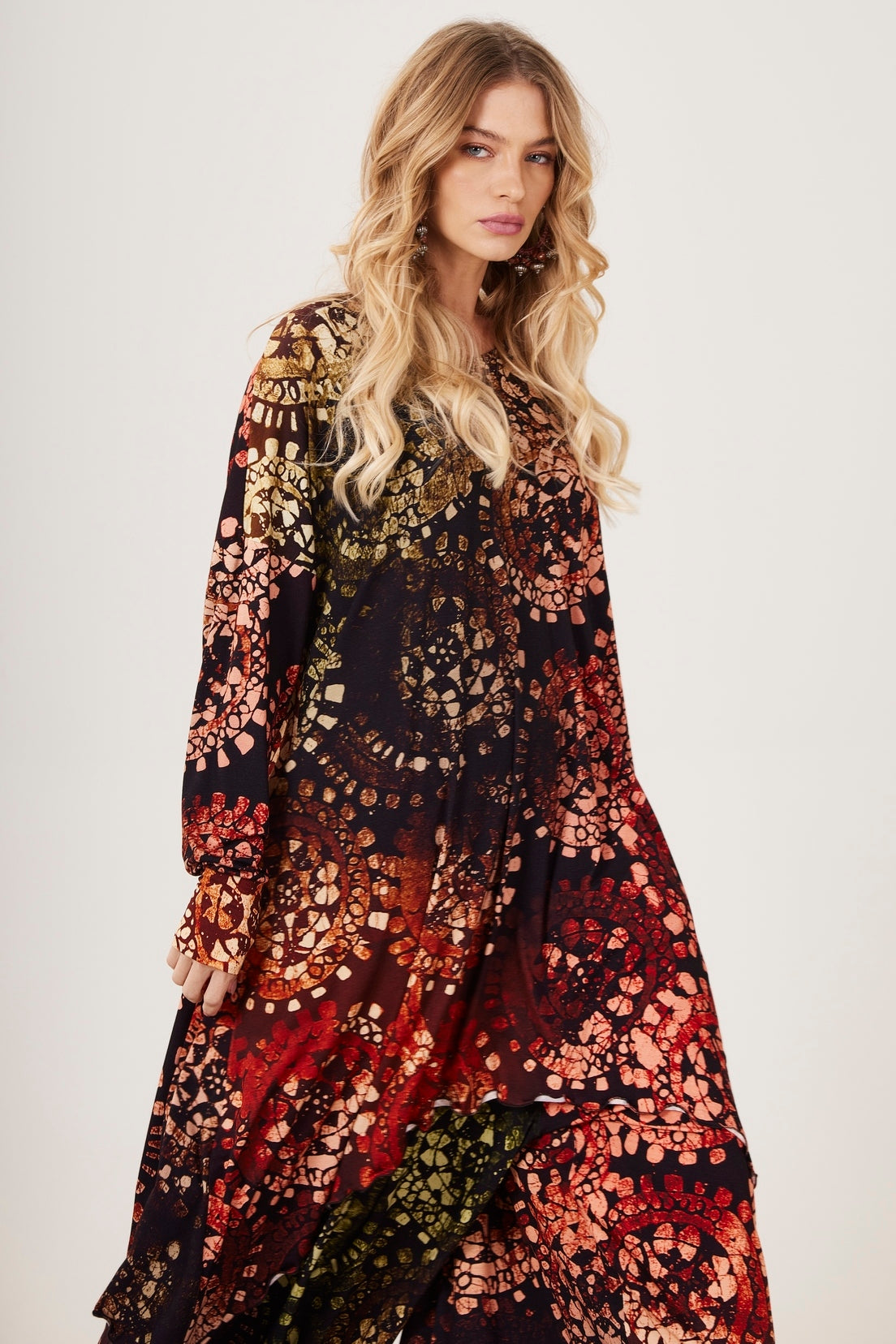Yacamim D2 Digital Batik Print Short Dress with Side Points