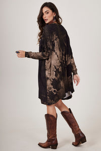 Yacamim B5 Black Wide Tunic with Horse Print and Rhinestones