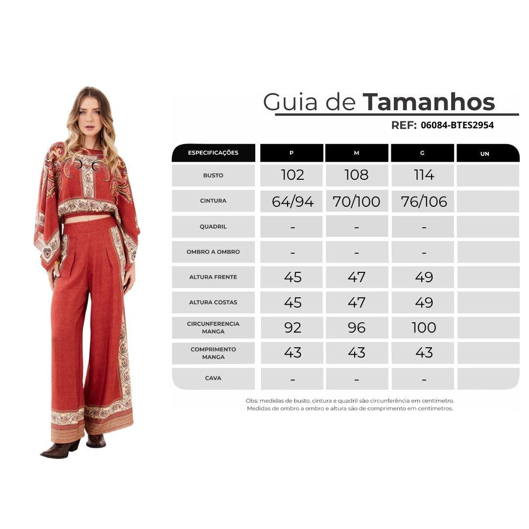 Yacamim A21 Terracotta Paisley Print Cropped Kimono