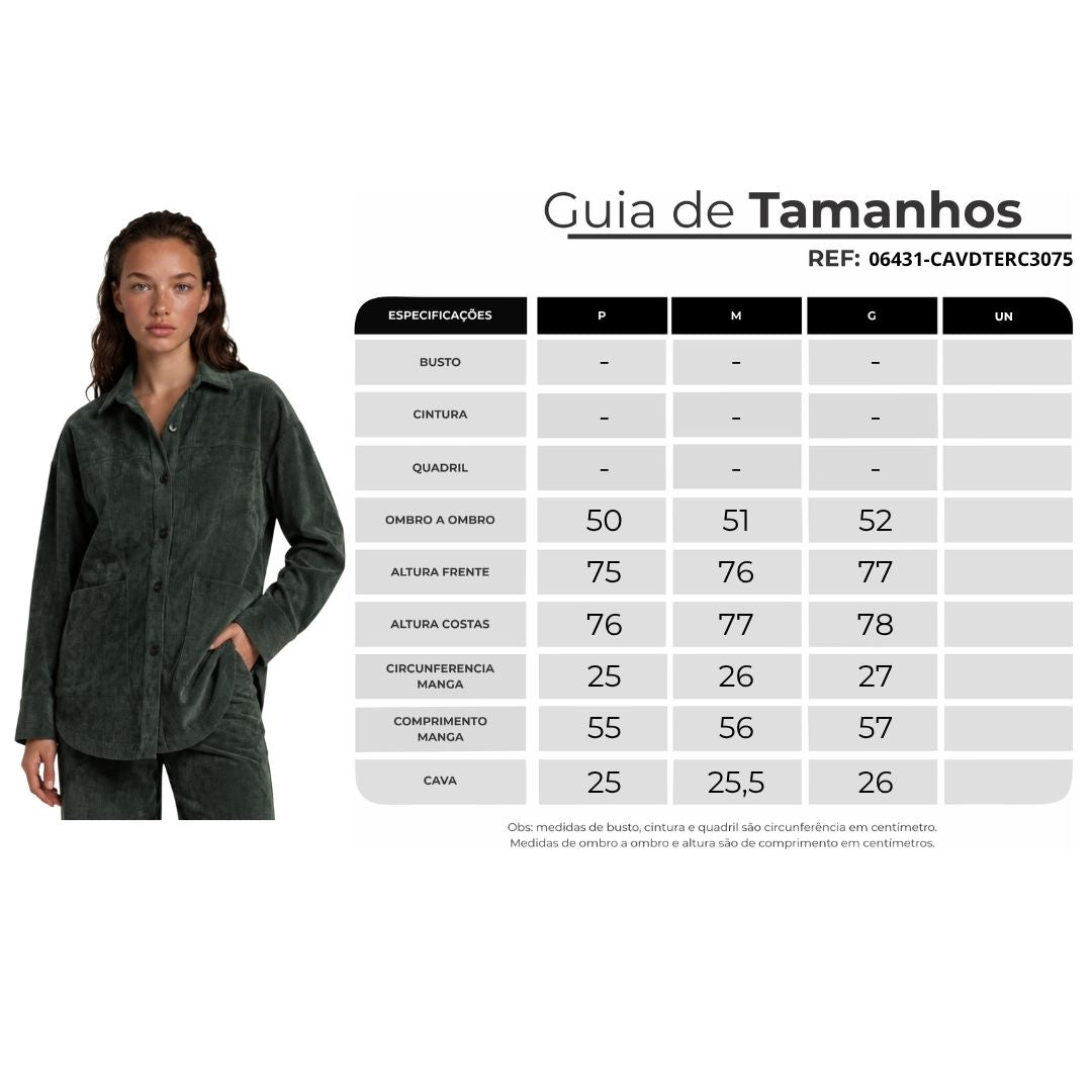 Camisa Ampla De Veludo Cotelê Verde Escuro Yacamim