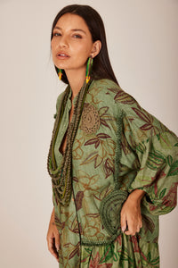 Yacamim C26 Green Patchwork Crochet Long Dress