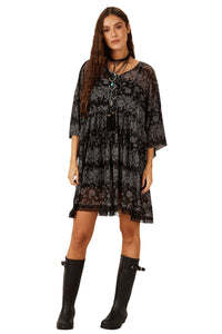 Yacamim D1 Black Paisley Tulle Tunic