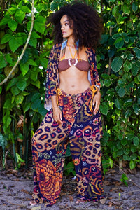 Yacamim Bahêa Collection Animal Print Palazzo Pants Q5