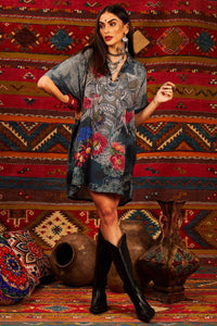 Yacamim Grey Elephant Print Oversized Shirt