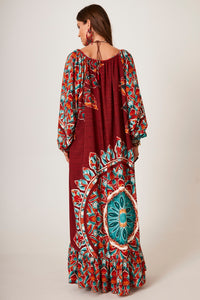 Yacamim Terracotta Long Dress with Mandala Print E2
