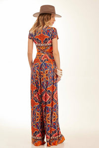 Yacamim Orange Printed Sarouel Palazzo Pants