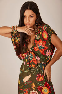 Yacamim Green Printed Long Dress E5