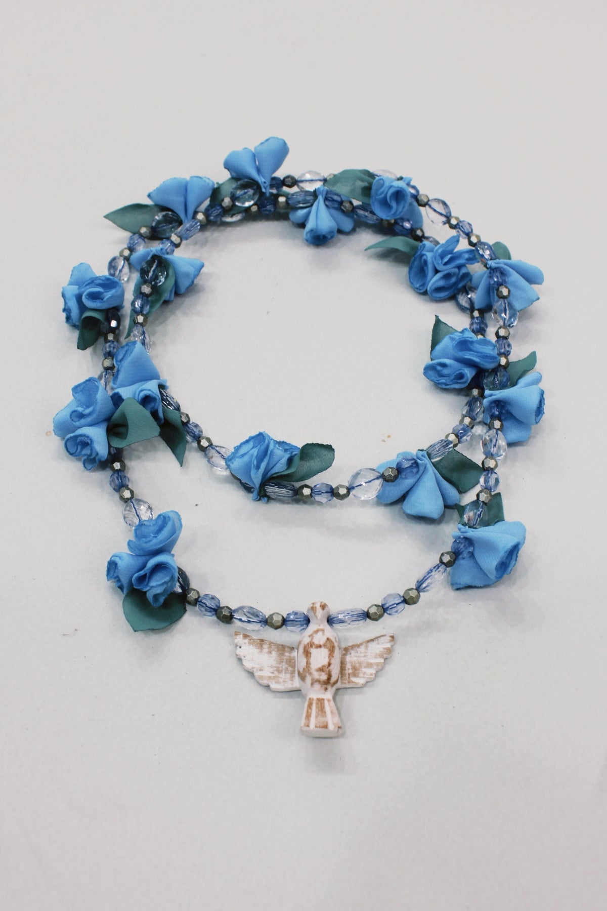 Yacamim Holy Spirit Light Blue Flowers Necklace #591