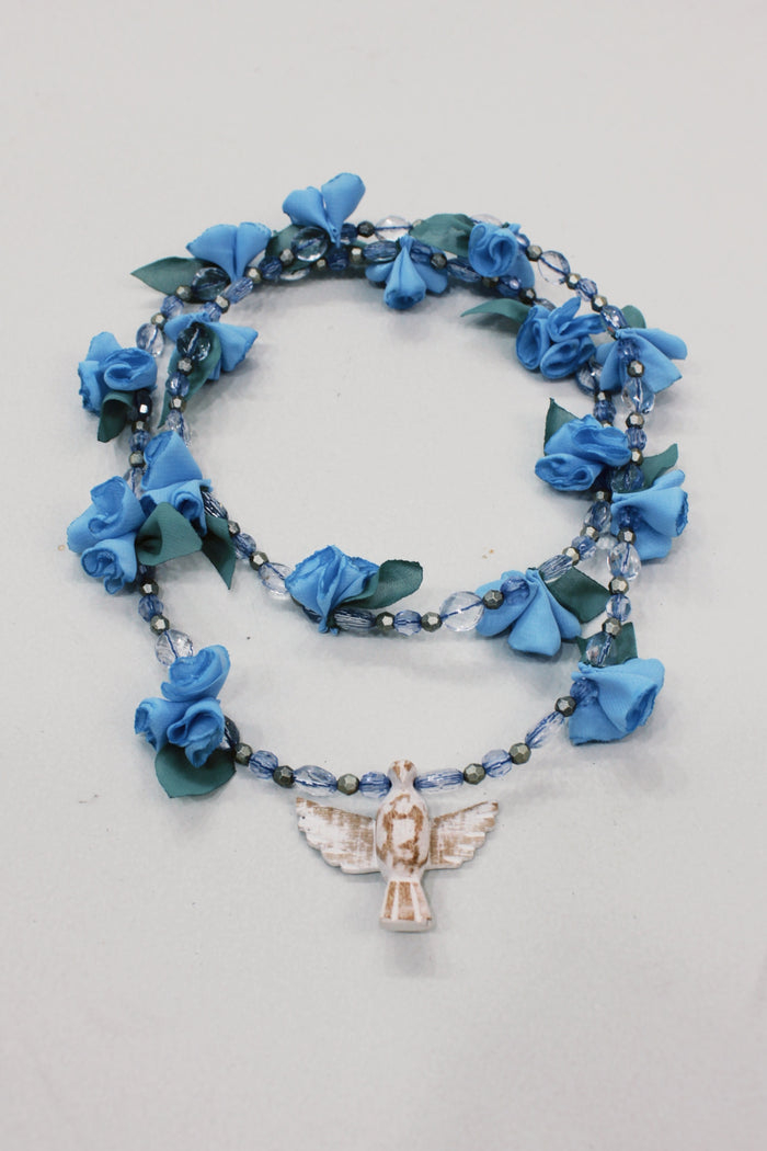 Yacamim Holy Spirit Light Blue Flowers Necklace #591