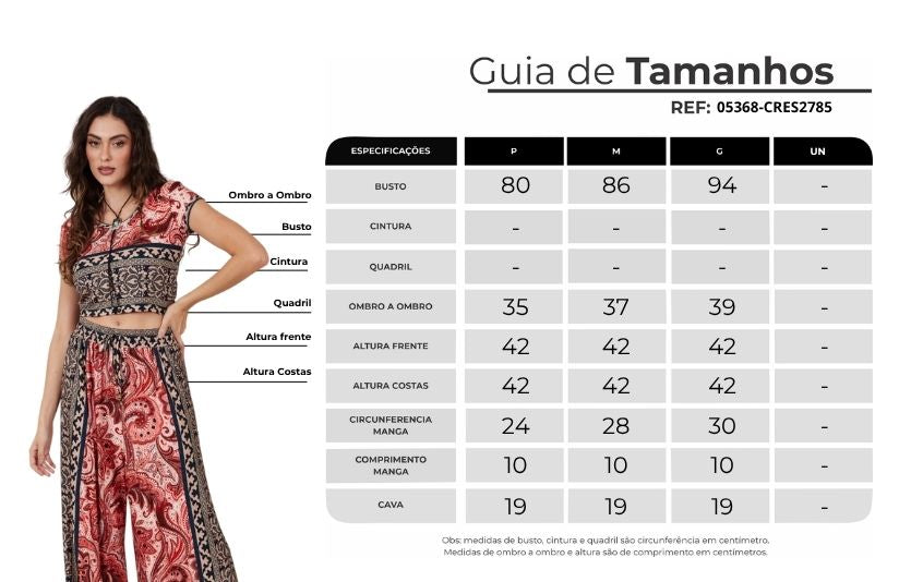 Blusa Cropped Estampa Paisley Yacamim A27