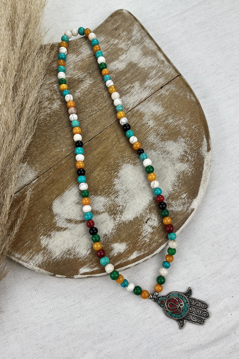 Handmade Necklace with Hamsa Pendant Yacamim #192