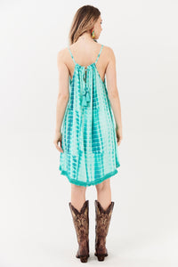 Yacamim C19 Cyan Tie-Dye Digital Short Dress