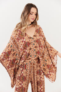 Beige Paisley Print Tunic Yacamim A32