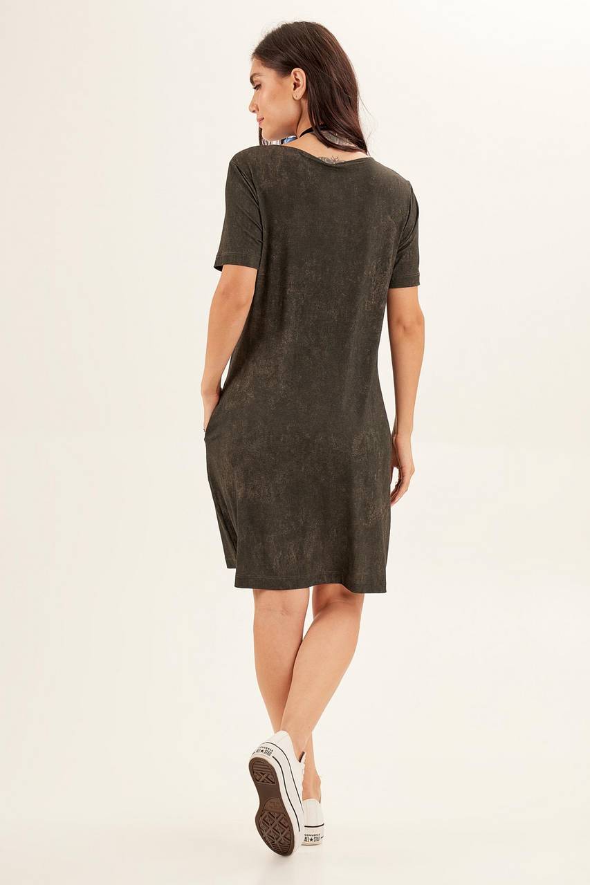 Yacamim Graphite Short Dress with Exclusive Leopard Print
