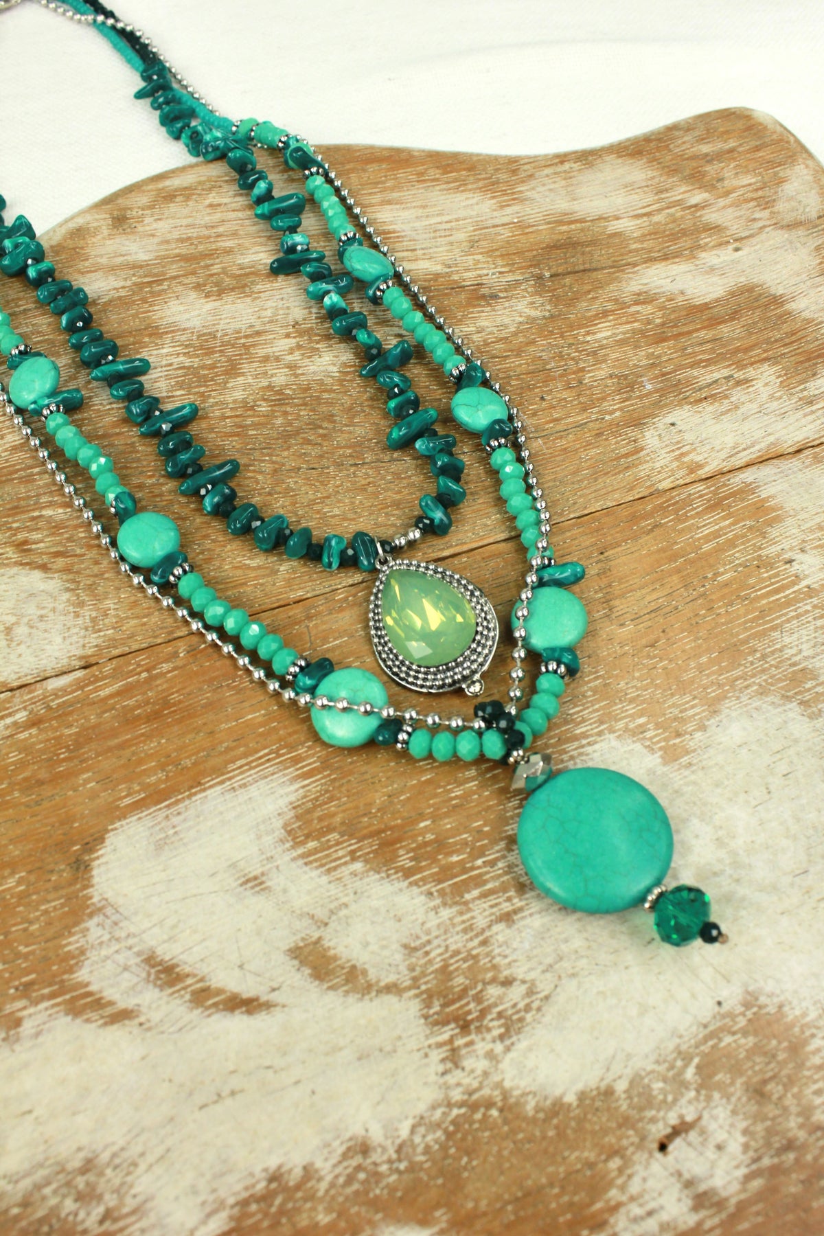 Handmade Necklace with Yacamim Stone Pendants #346