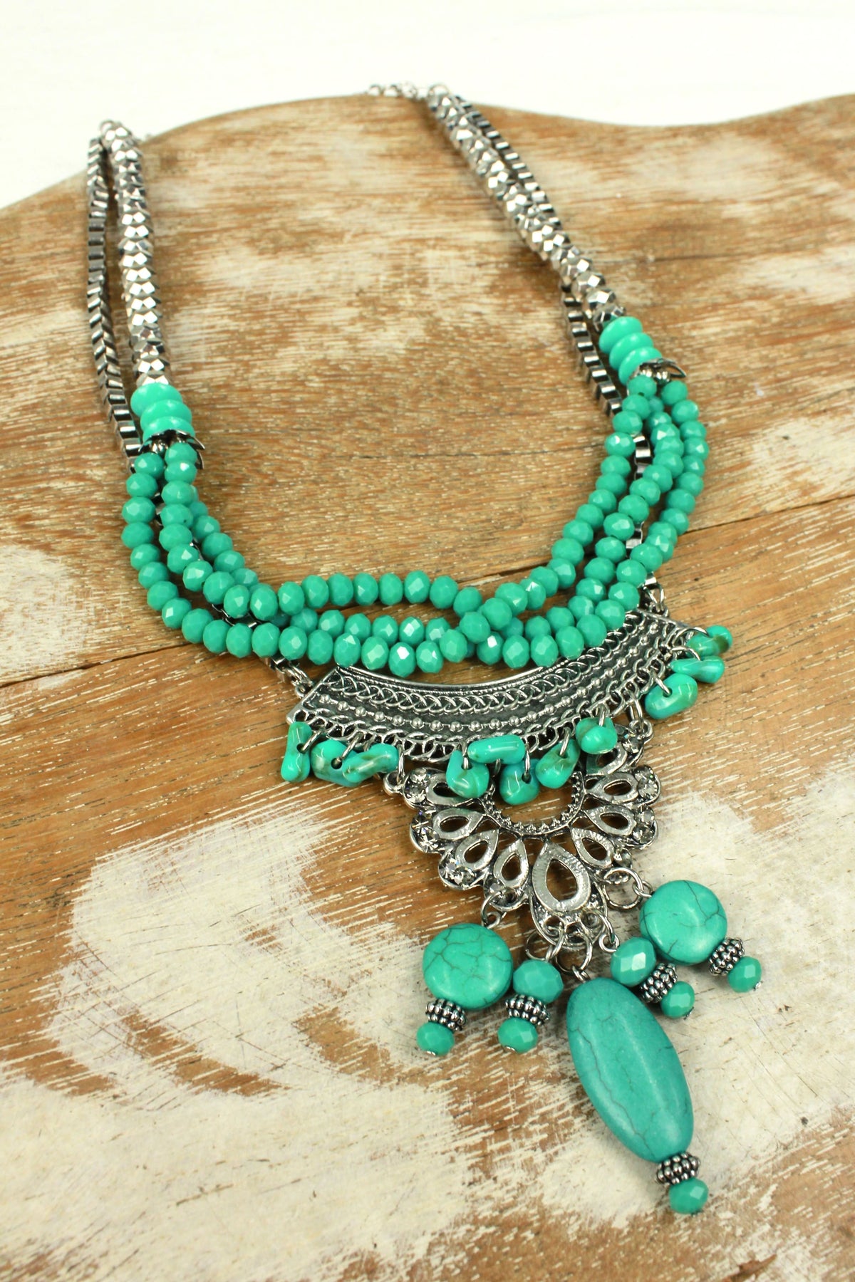 Handmade Necklace with Yacamim Stone Pendants #360
